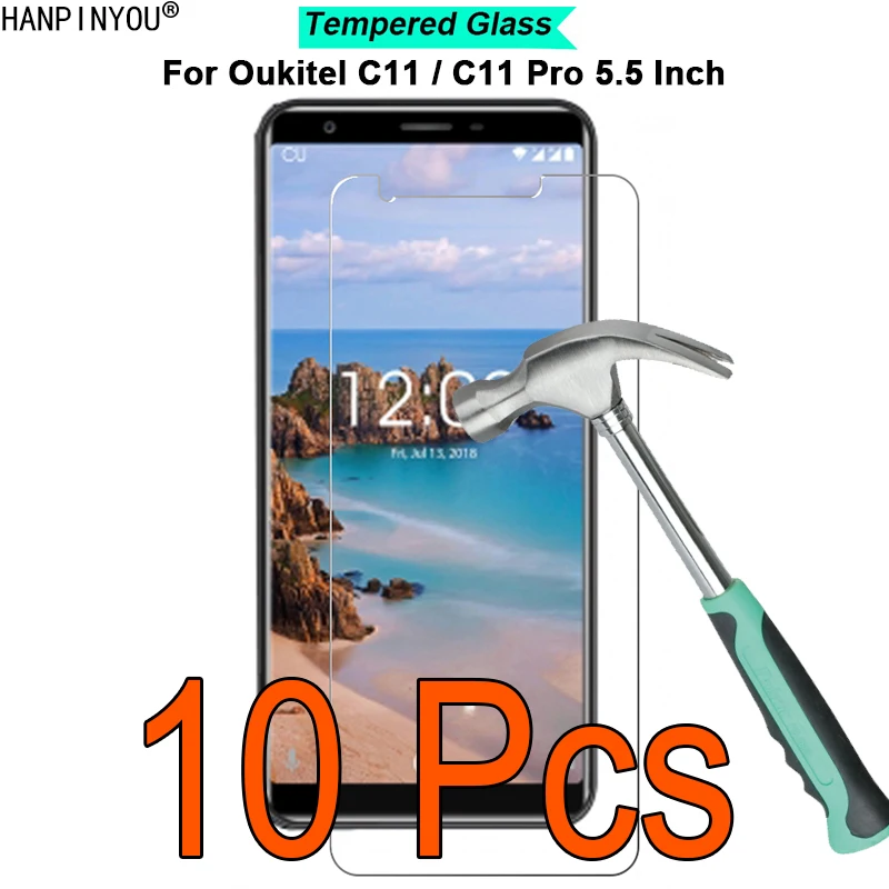 

10 шт./лот для Oukitel C11 / C11 Pro 5,5 "9H твердость 2.5D ультра-тонкая закаленная Защитная стеклянная пленка для экрана