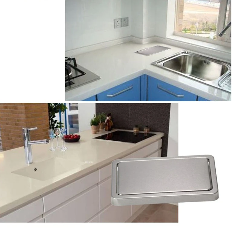 

Kitchen Flap Lid Stainless Steel Flush Recessed Built-In Balance Flap Cover Trash Bin Garbage Can Trash Lid Kitchen Counter Top
