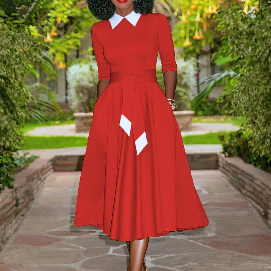 Женское ТРАПЕЦИЕВИДНОЕ ПЛАТЬЕ элегантная офисная одежда осеннее платье средней