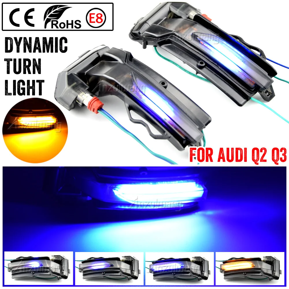 

Pair Flowing Turn Signal Light LED Side Wing Rearview Mirror Dynamic Indicator Blinker For AUDI Q2 2018-2020 Q3 2019-2020