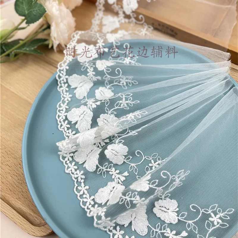 Сетчатая кружевная ткань с вышивкой 1 метр ширина 15 см | Дом и сад