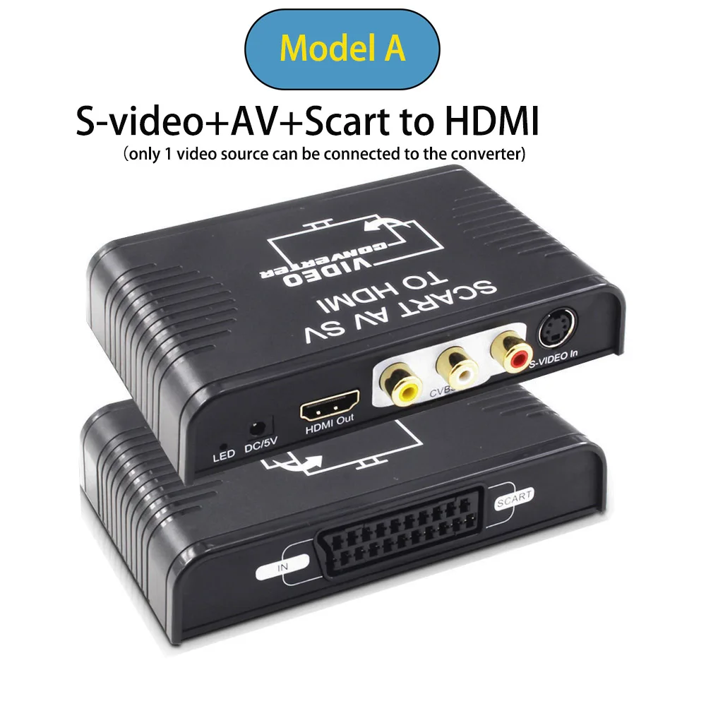 Новый AV Scart конвертер мультимедийного интерфейса высокой четкости 3 в 1 S video +