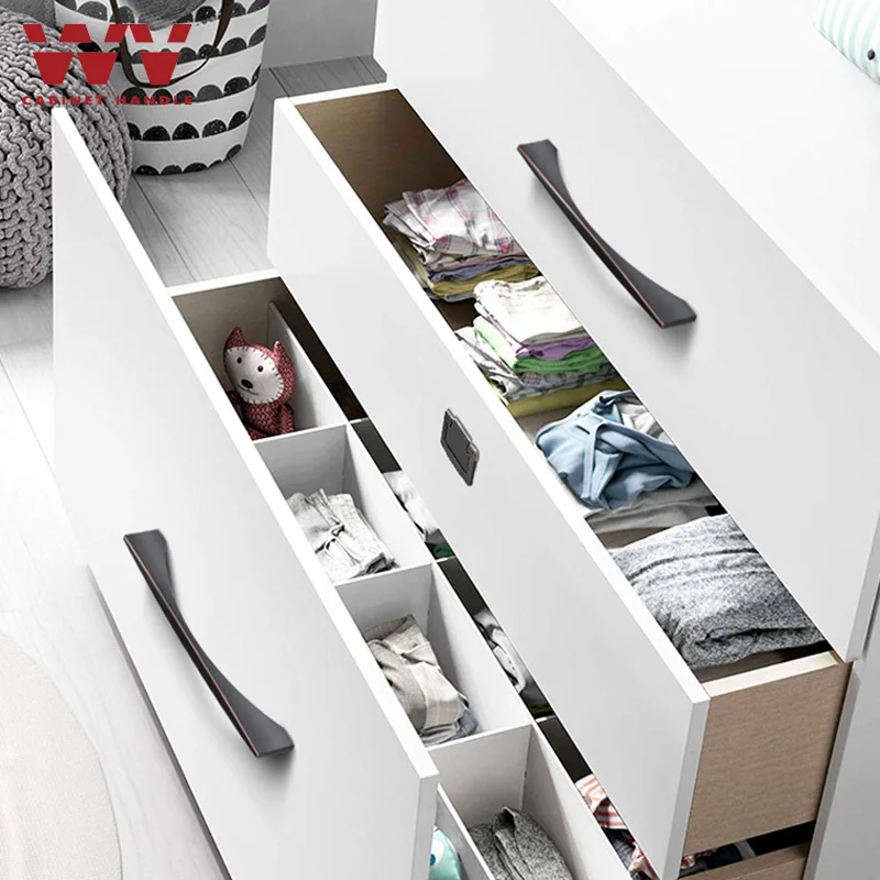 Ручки для кухонных шкафов WV 128 мм черные бронзовые из цинкового сплава дверей