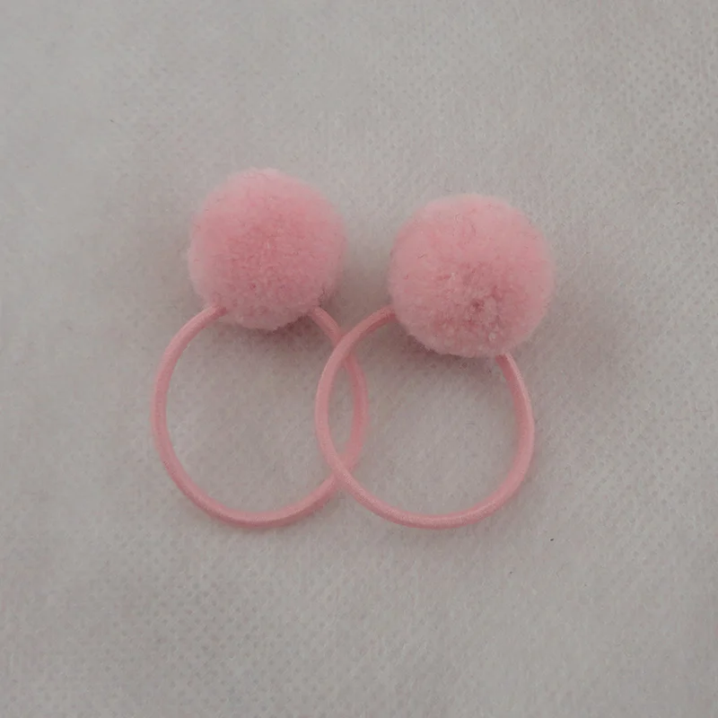 Lt Pink hair tie 10 шт. 2,0 см Кашемир мех шарик-помпон эластичные резинки для волос для детей Детские конский хвост держатели для волос веревки с бархатным шариком - Цвет: Lt Pink hair tie
