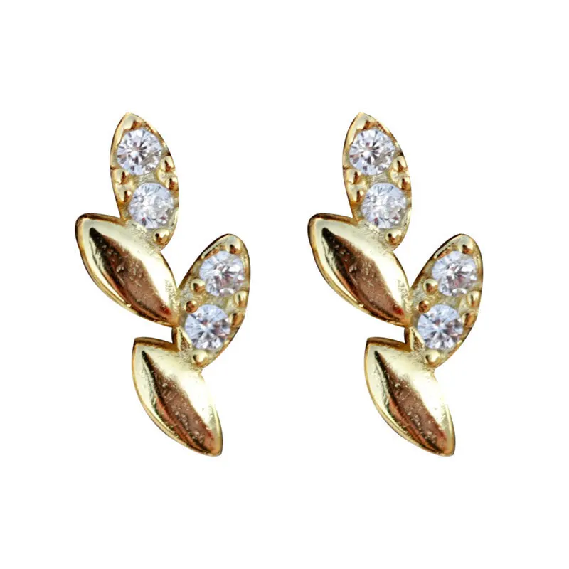 

New Style Design Mini Leaf Earrings Fashion Korean Women Fresh Daily Matching Zircon Earrings Charm Women Cocktail Party Jewelry