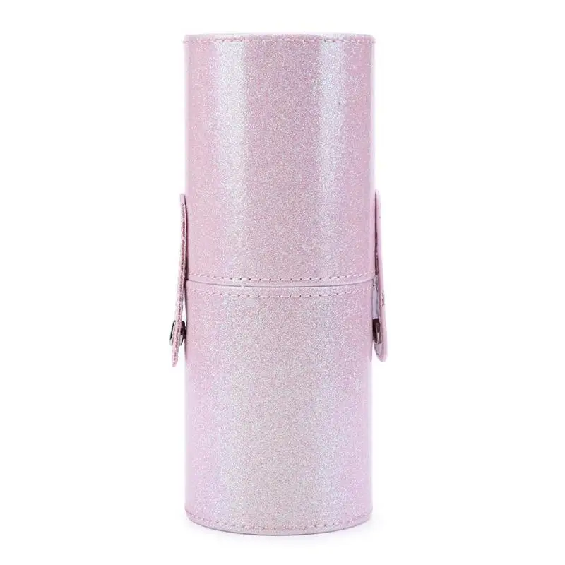 M 20x8cm Pink Портативные дорожные кисти для макияжа, Круглый держатель для ручек, косметический чехол из искусственной кожи, держатель для кистей, органайзер для хранения, Прямая поставка - Цвет: M 20x8cm Pink