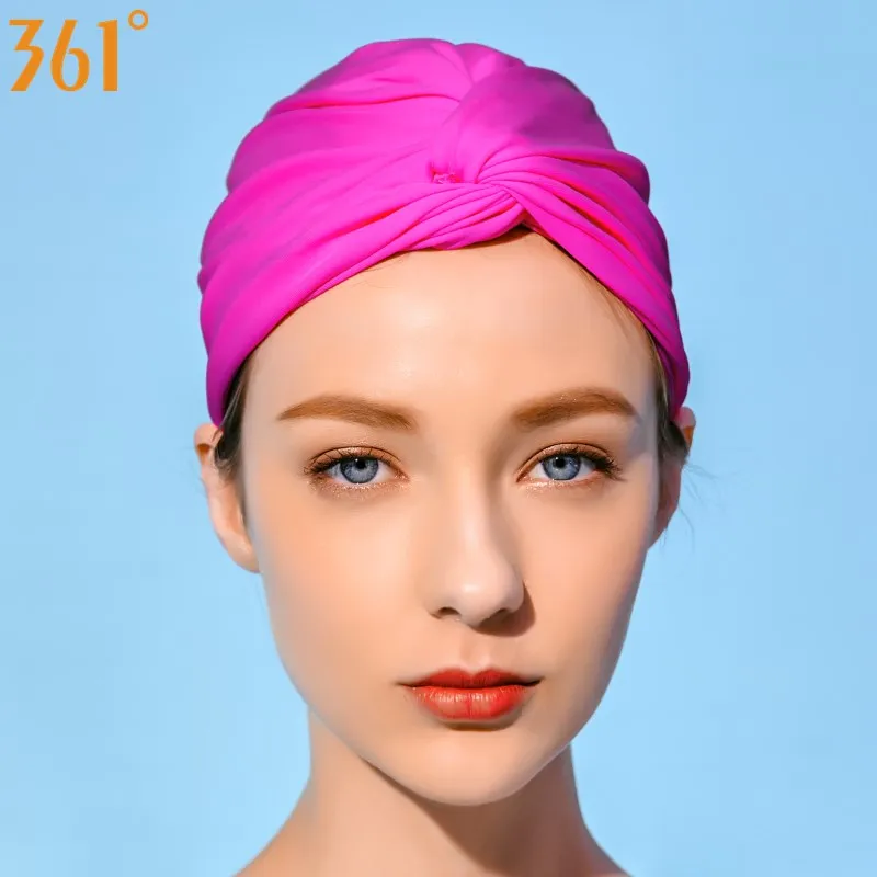 Женская плиссированная шапочка для плавания элегантная с длинными волосами