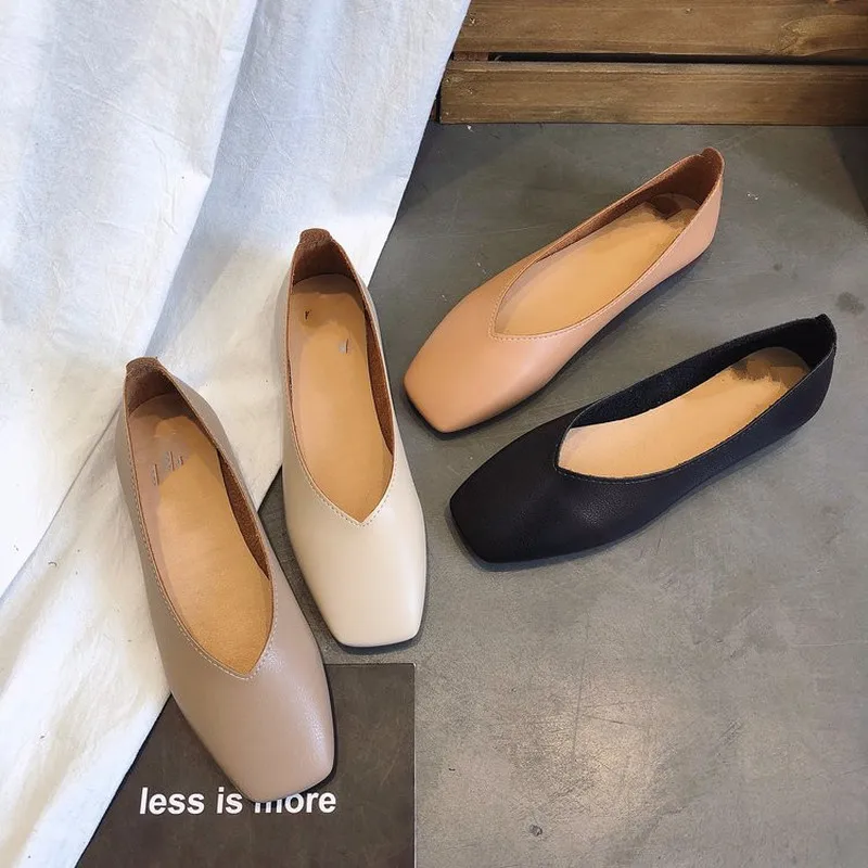 Женские туфли Весна-лето Кожаные Туфли-балетки Женская обувь без каблука балетки