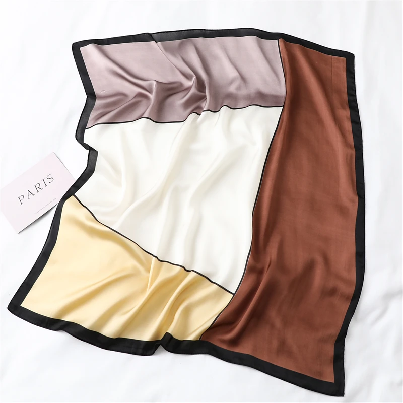 

2021 New Design Women Silk Scarf Square Neck Shawls Foulard Lady Pashmina Solid Geometric Bandana Hair Band Kerchief dresses