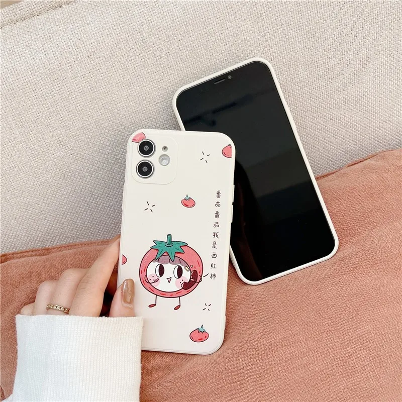 

Cute Cartoon Creative Tomato Girl soft Case For iPhone 11 12 Pro Max mini 7 8 Plus XR X XS MAX SE 2 silicone phone cover fundas