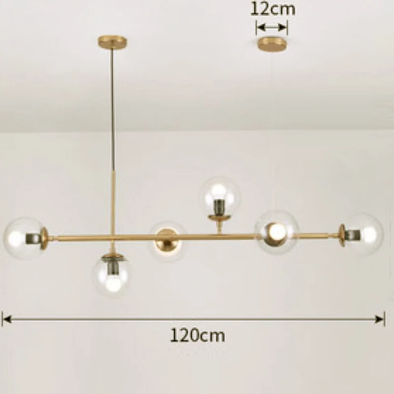 Gold lamp clear glas Современные линейные столовая светодиодный люстра лампа в виде светящегося шара железа барная Подвесная лампа вертикальный Горизонтальное стеклянный сферическая люстра светодиодный - Цвет абажура: Gold lamp clear glas