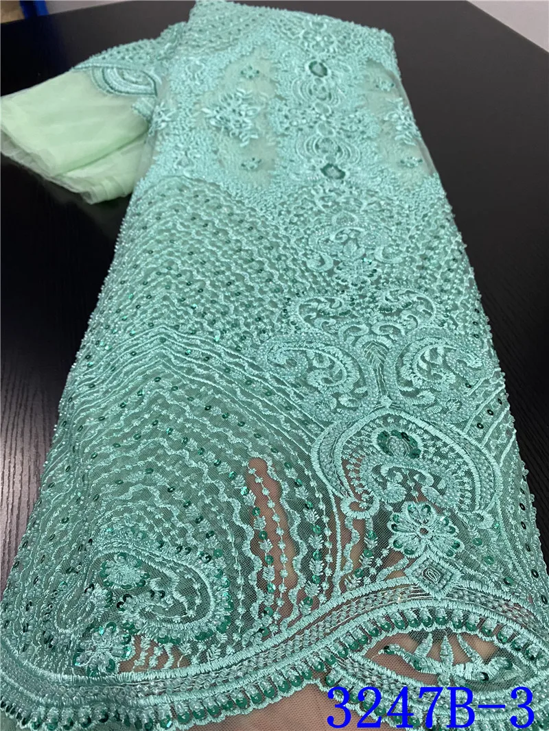 Красный цвет бисером кружева для Нигерии Свадебная одежда Кружева Французский