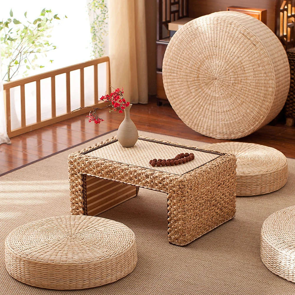 

New Natural Straw Round Pouf Tatami Cushion Floor Cushions Meditation Yoga Round Mat Chair Cushion Japanese-style Cushion