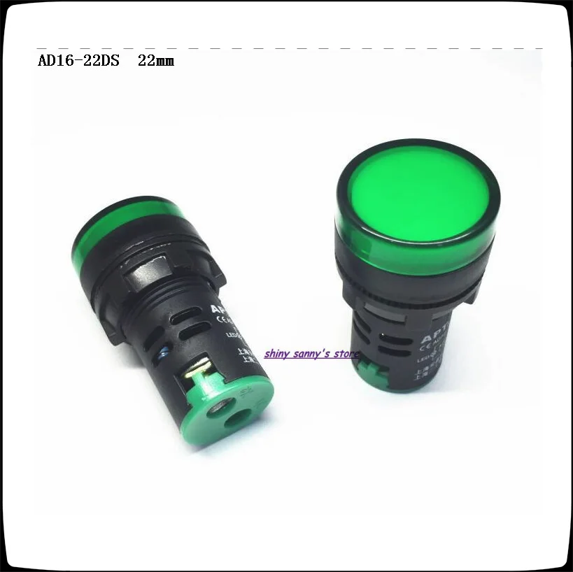 10-20 Pcs/Lot AD16-22D/S 22mm Green AC/DC 12V,24V,36V,110V, AC220V LED Power Indicator Signal Light Pilot Lamp