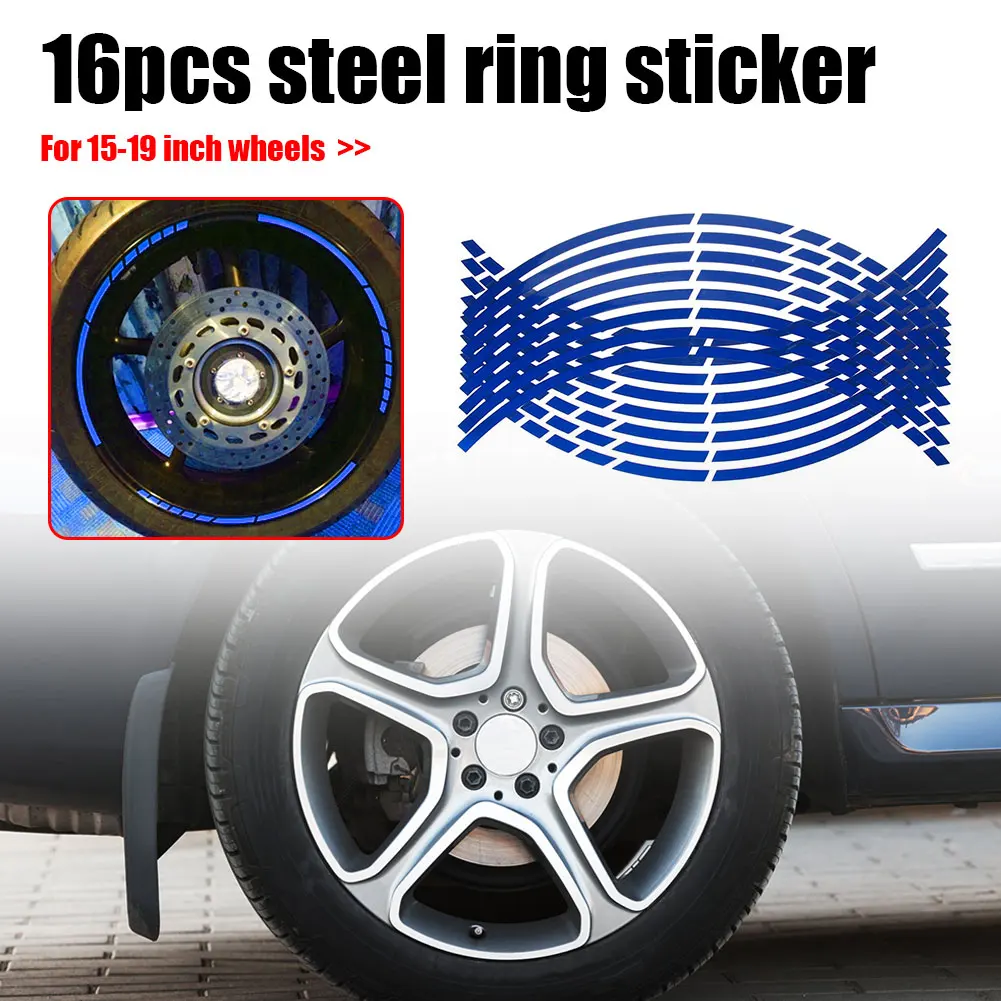 

16Pcs 17"18" 15"19"Strips Motorcycle Wheel Tire Stickers Car Reflective Rim Tape Motorbike Bicycle Auto Wheel Exterior Decals