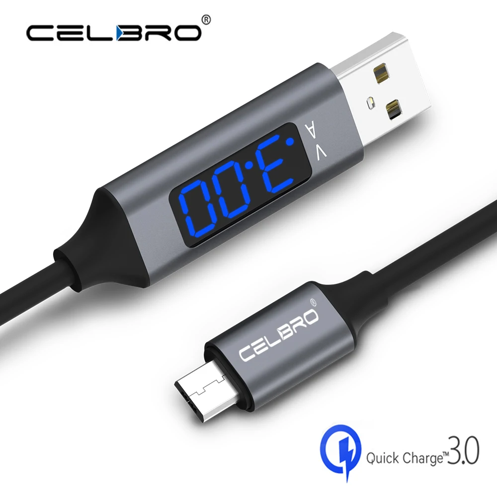 1 м микро Usb кабель для быстрой зарядки Usb микро кабель светодиодный цифровой дисплей Mikro Usb Cabos для samsung A10 J6 Xiaomi Redmi Note 6