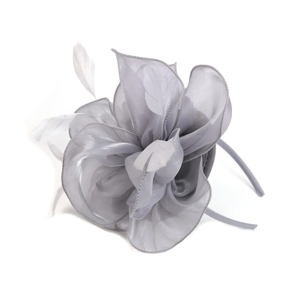 

Women Hair Clip Feather Fashion Wedding Women Fascinator Penny Ribbons And Feathers Party Mesh Hat Floral Church Headwear New