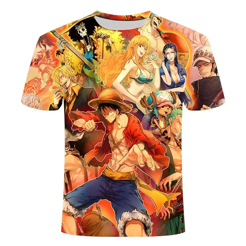 

2020 anime T-shirt summer men's one piece fun print 1D 3D T-shirt male hip-hop streetwear O-neck T-shirt top and T-shirt 6XL