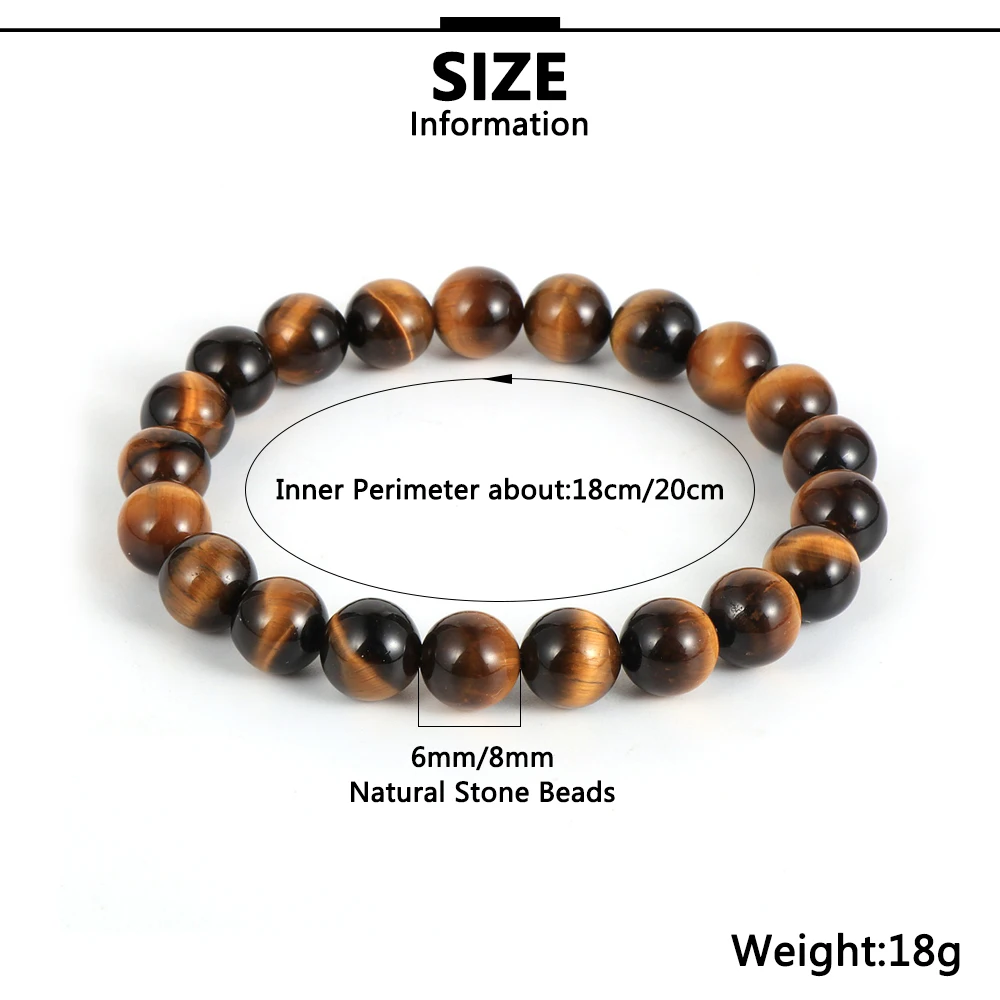 Мужские и женские 6 мм/8 мм натуральный камень тигровый глаз бусы браслет синий
