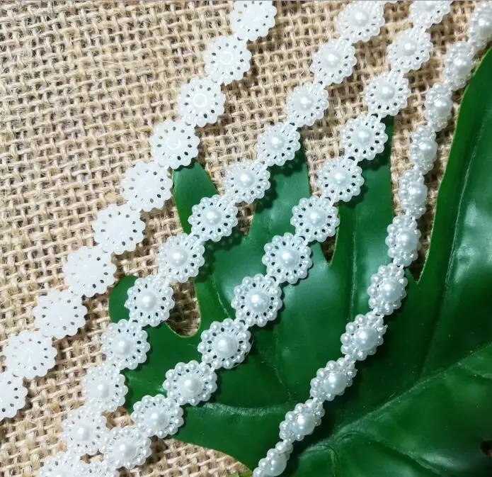 1 м кружевные Хрустальные Бусины блестящая ткань белая отделка из бисера