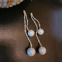 pearl tassel earrings classic pearl earrings for woman korean fashion jewelry luxury party girl unusual earrings elegant lady