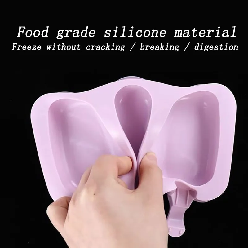 

1Pcs Ice Cream Tools Kitchen Tools Homemade Ice Lolly Popsicle Maker Tray Silicone with Dust Cover Cute Cartoon DIY Cream Mold