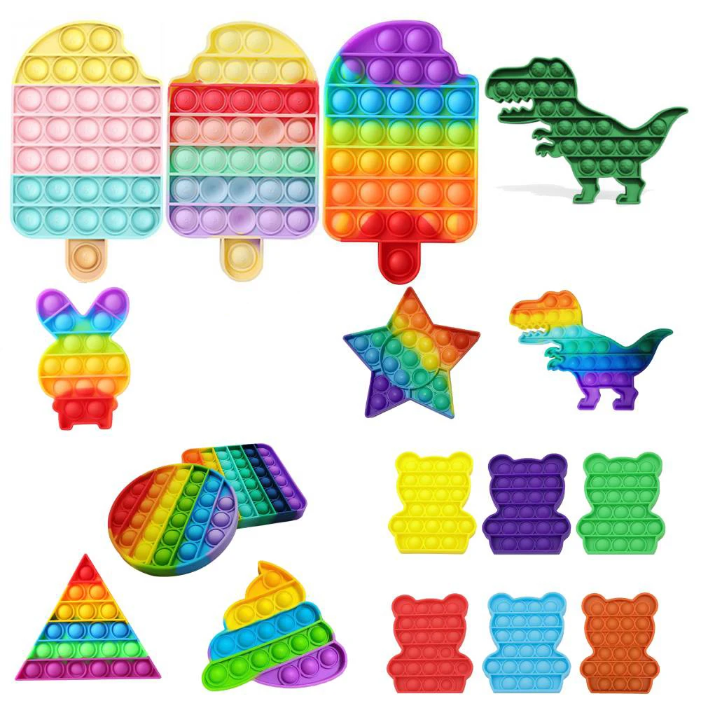 

Ice Cream Antistress Fidget Toy Push Bubble Toys Rainbow Adult Kids Stress Reliever Toy Autism Needs Toys for Children Gifts pop