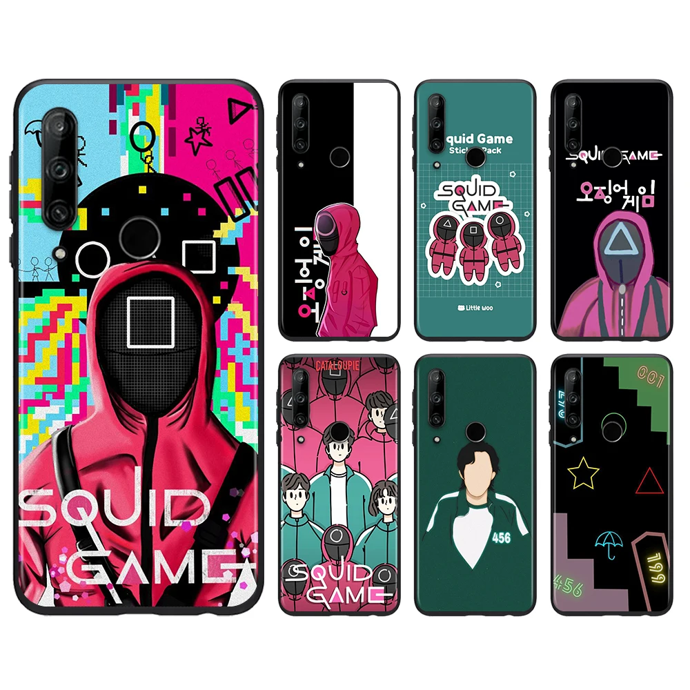 

Black Phone Case For Honor 50 SE V30 30i 30S 30 20S 20E 20 V20 Pro 5G Plus Lite Squid Game TV 456 Silicone Soft Cover