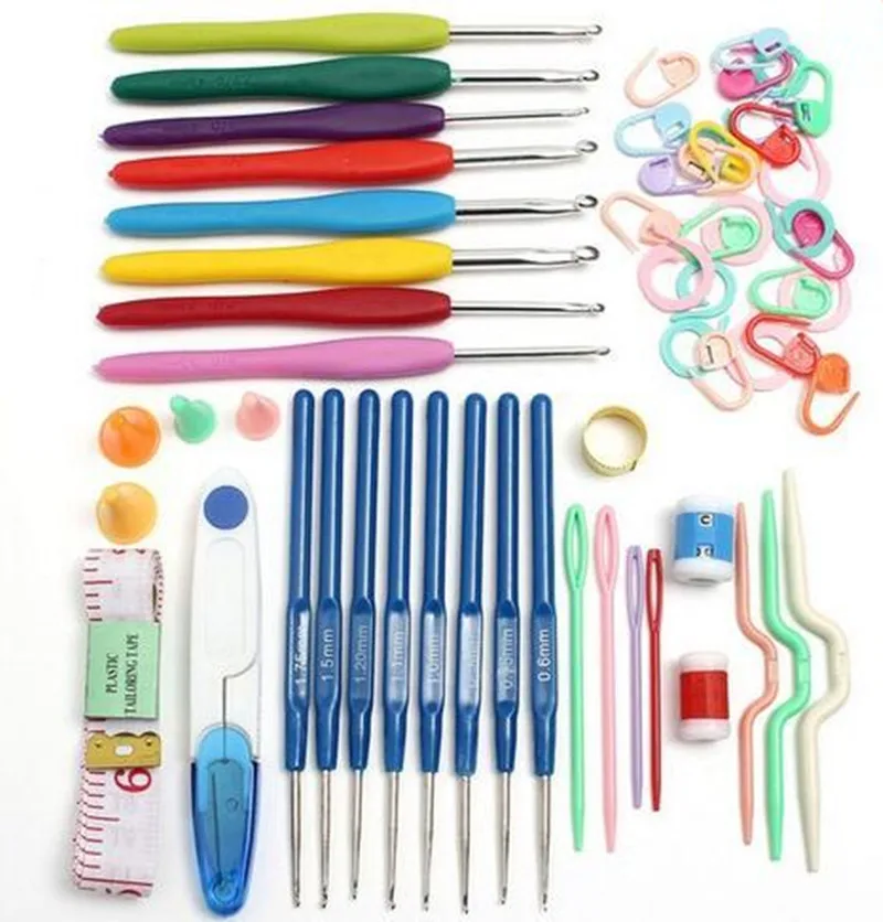 

53pcs/set Crochet Hooks Set with Case Knitting Needles Set DIY Needle Arts Craft Scissors Stitch Markers Sewing Tools