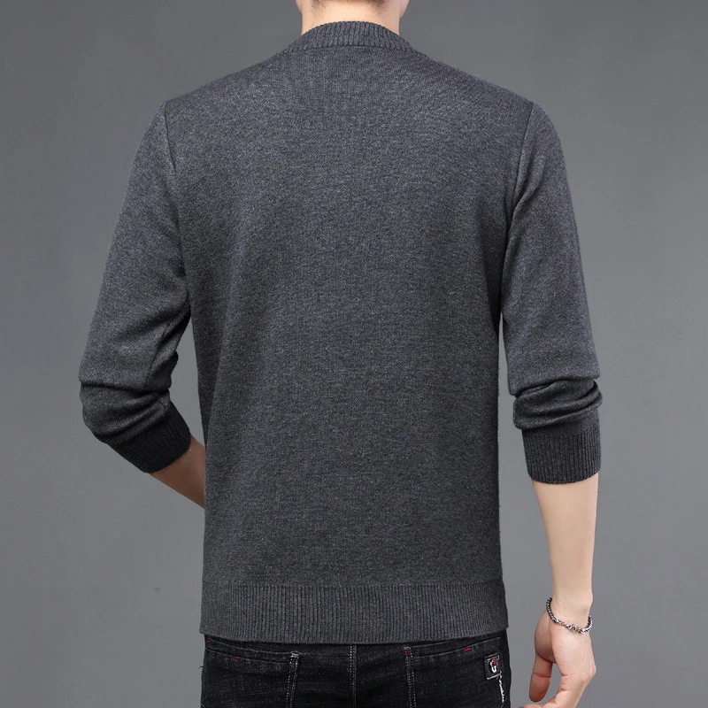 Мужской теплый шерстяной свитер MIACAWOR пуловер в стиле пэчворк вязаный джемпер с