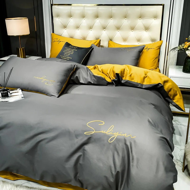 Роскошный комплект постельного белья из хлопка с длинным степлением Египетский