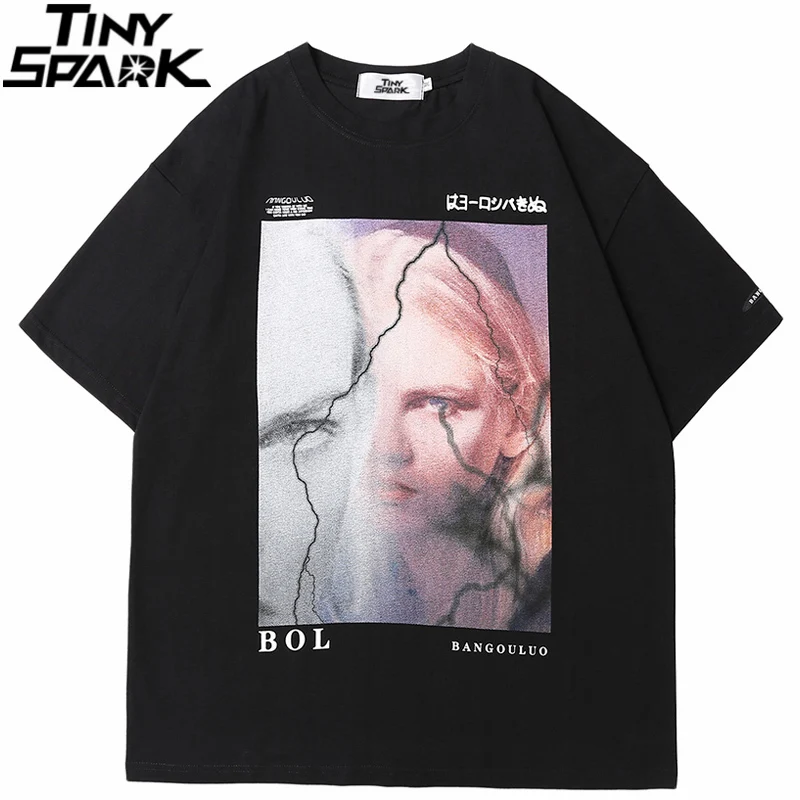 

Уличная футболка в стиле хип-хоп, японская Футболка с принтом для девочек, Harajuku, хлопковая свободная футболка 2021, мужская летняя футболка с к...