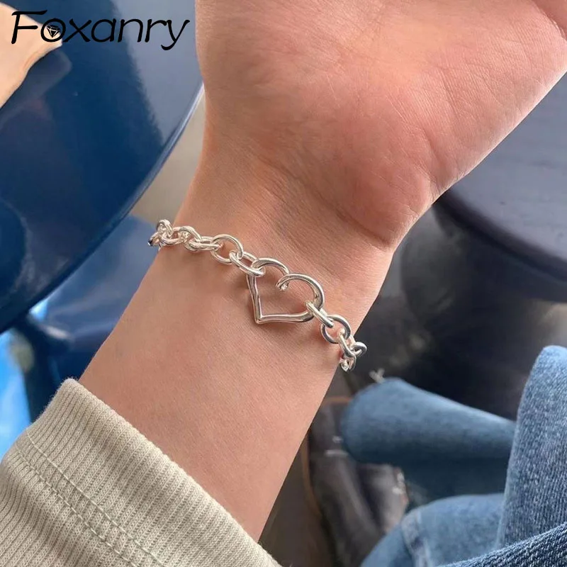 

Женские серебряные браслеты Evimi 925 года, Новые Модные Элегантные Простые милые вечерние ювелирные изделия с полыми сердечками, аксессуары д...