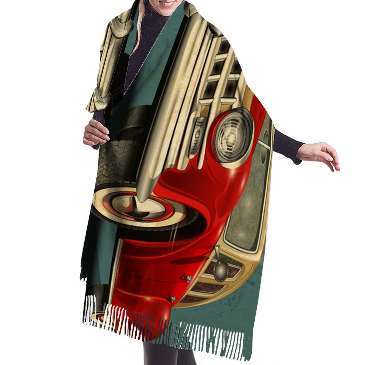 Женский зимний шарф Классический постер в стиле ретро дорожка для автомобиля 66