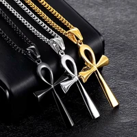 amulet pendant egyptian ankh crucifix necklaces pendants stainless steel symbol of life cross necklaces jewelry gifts chains