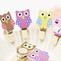 10pcs cute cartoon owl wooden clip photo paper crafts homemade clip diy decorate school office binding supplies spring clip
