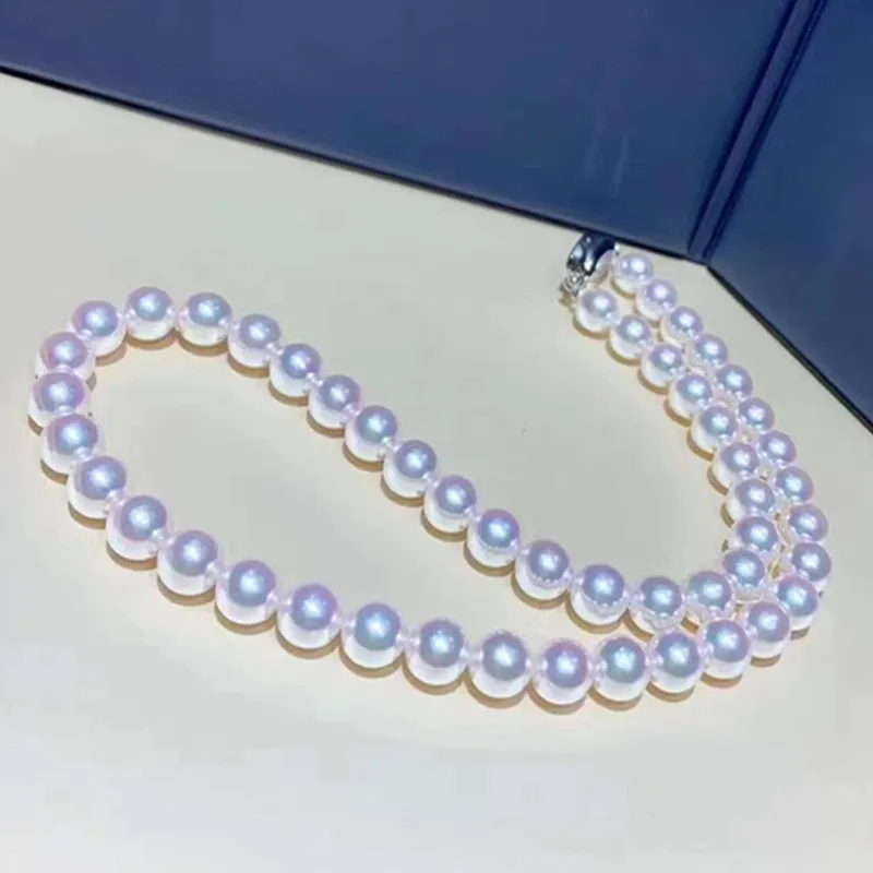 ?? 送料無料ゴージャスな7-8ミリメートルラウンドホワイトパールネックレス18インチ