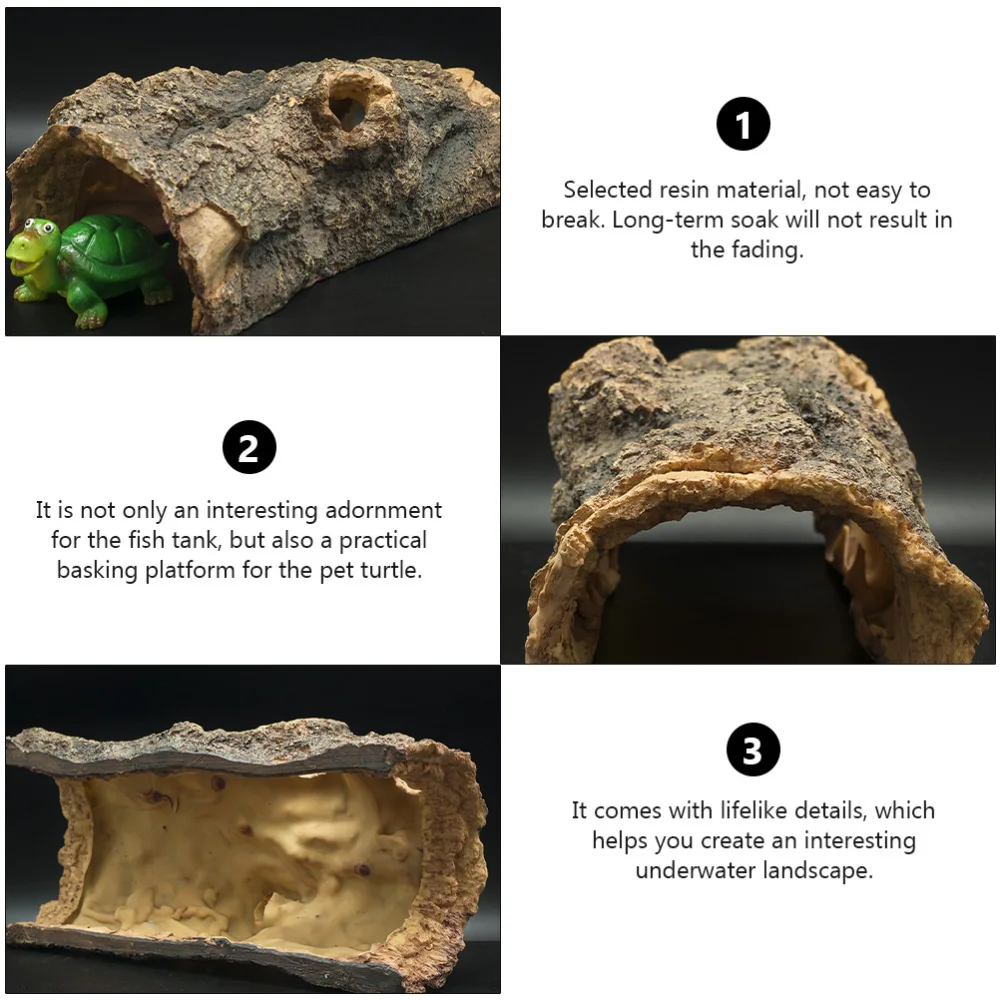 

1pc Resin Craft Fish Tank Adornment Simulation Bark Decor Aquarium Adornment