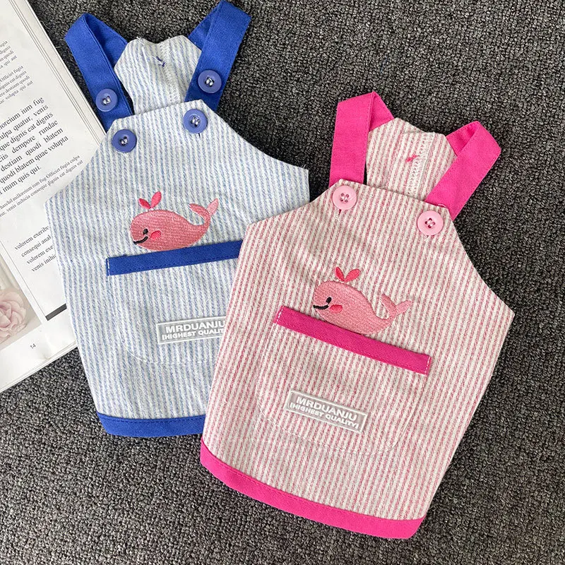 

Одежда для домашних питомцев из хлопка для маленьких собак, милая Дизайнерская одежда для собак с рисунком маленького Кита, костюм для соба...