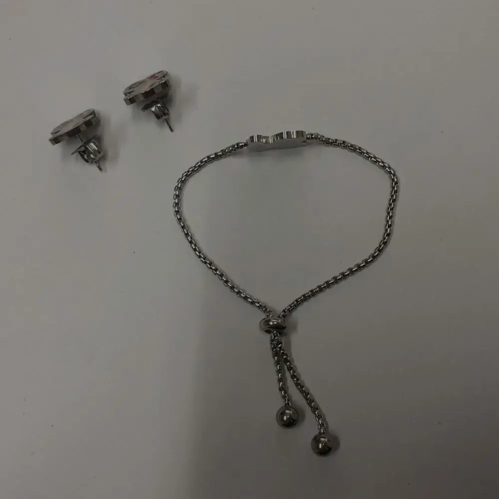 Женский браслет с подвеской подарочный набор сережек цветком из серебра Osito Joyas