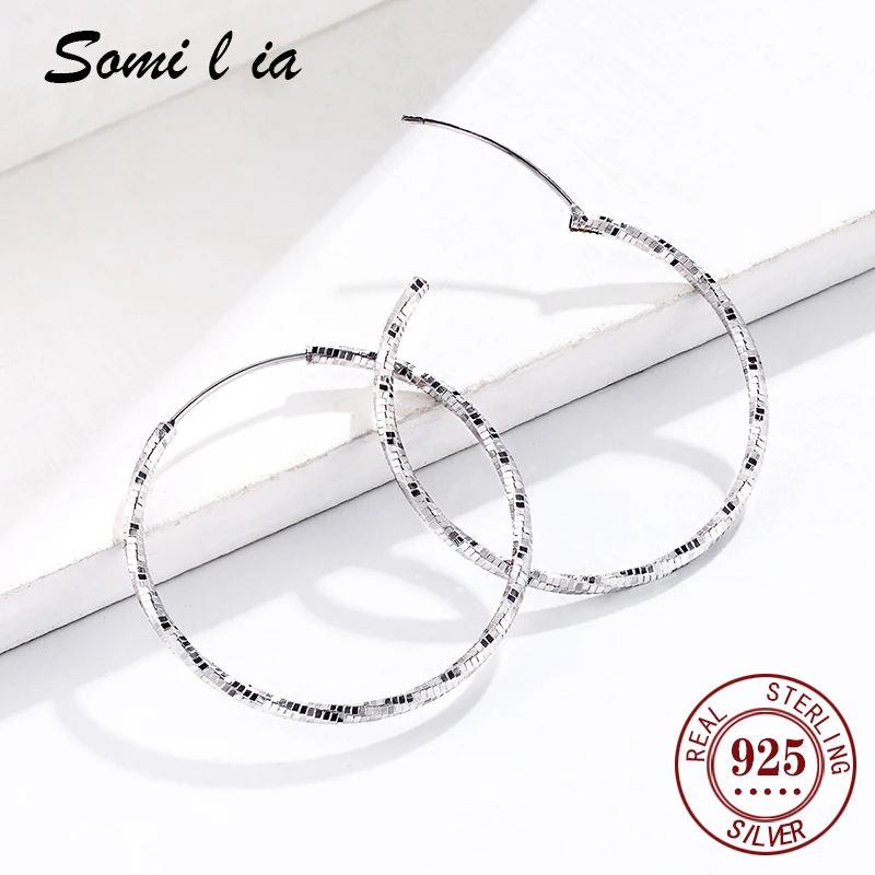 

Somilia New Collection 925 Sterling Silver Color Shine Circle Hoop Earrings for Women Fashion Earrings Jewelry30mm 40mm 50mm