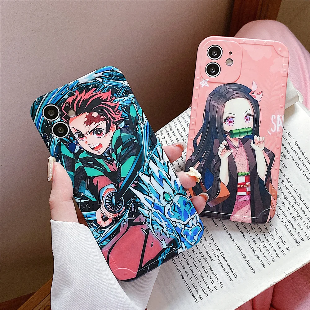 hot deals japan anime demon slayer kamado nezuko phone case for iphone 12 11 pro max 7 8 plus xr x xs max se2020 cute soft cover free global shipping