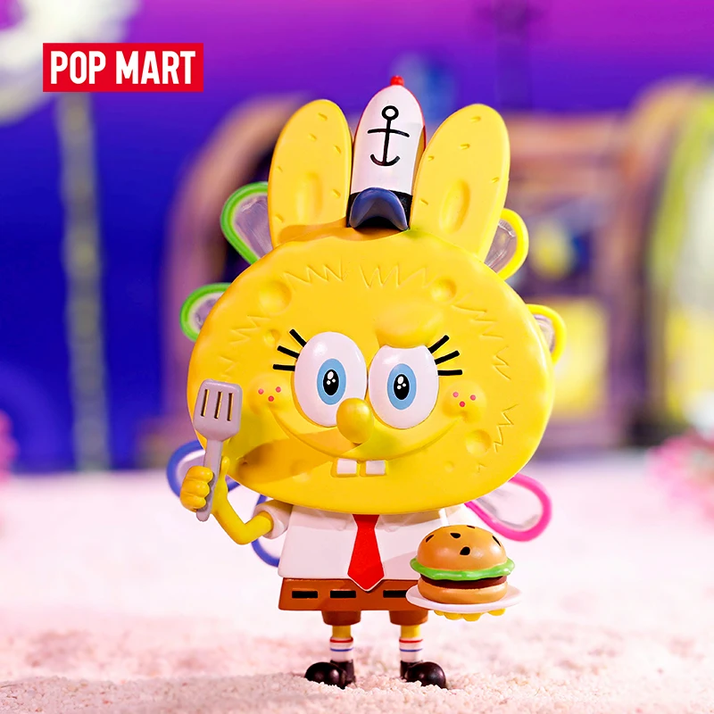 

POP MART The Monsters x SpongeBob Series SquarePaints Labubu Collectible Cute Figure Action Figurine Kawaii Anime Toy