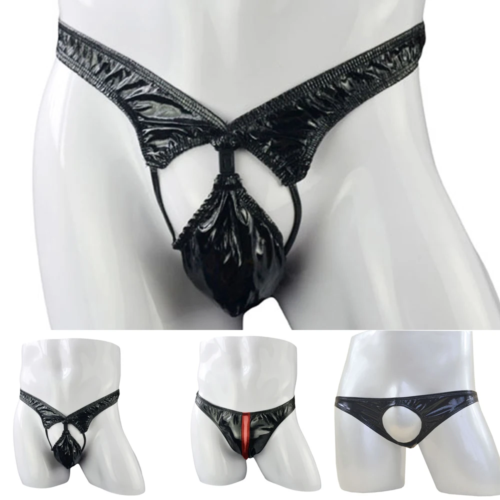 

Men's Sexy Hollow Briefs Lingerie Thong T-Back Knickers Underwear Underpants Men's Leather Thong