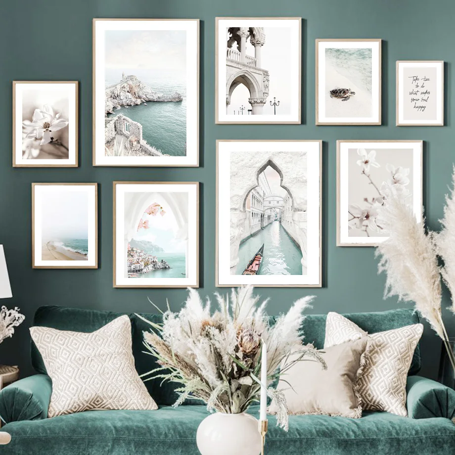 

Venice Canal Beach Walk Amalfi Arch Turtle Flower Nordic Poster Wall Art Print Canvas Decor Pictures For Living RoomPainting