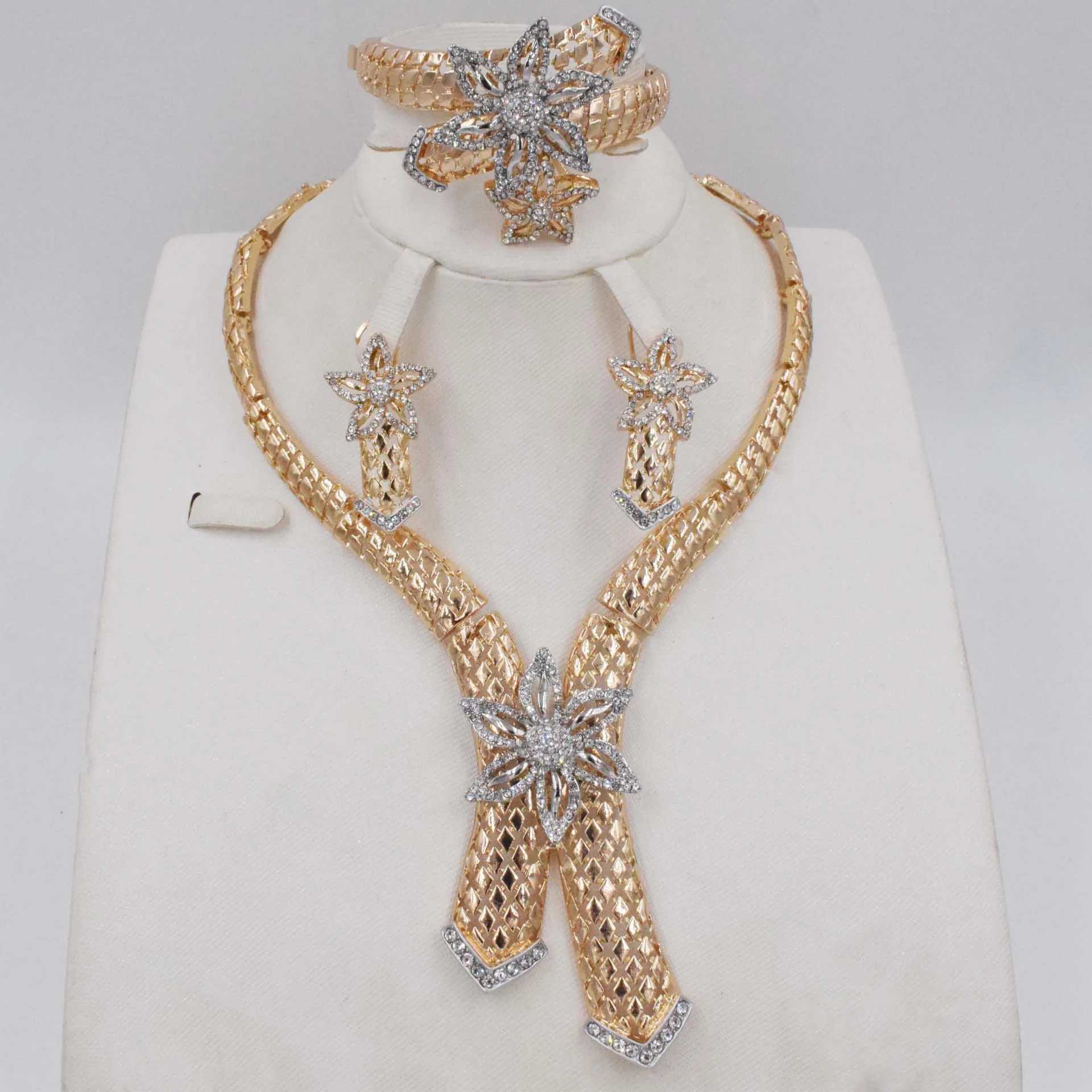 Новые дубайские Золотые Ювелирные наборы нигерийские Свадебные африканские