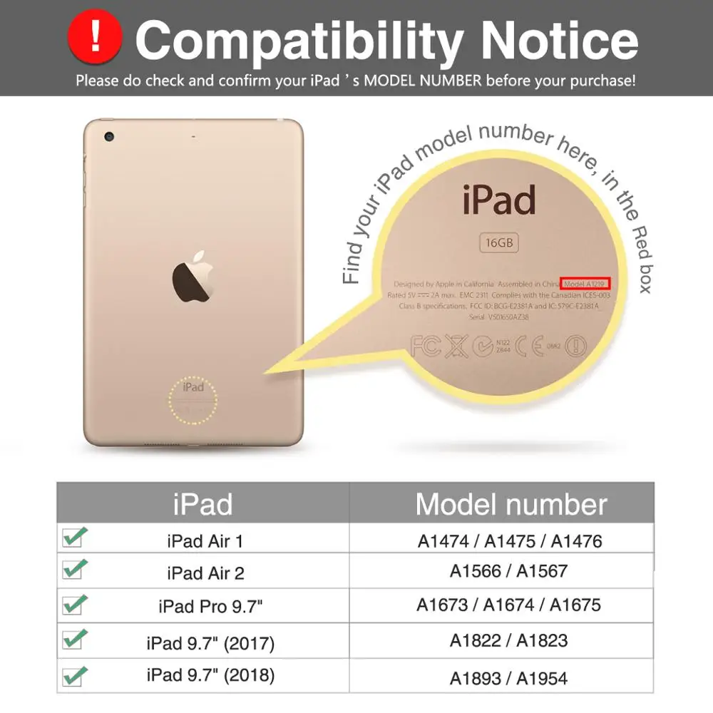 Клавиатура Чехол подходит для iPad Air 1 2 iPad 9," 5th 6th Gen A1566 A1567 A1474 A1475 A1476 A1822 A1823 A1893 A1954
