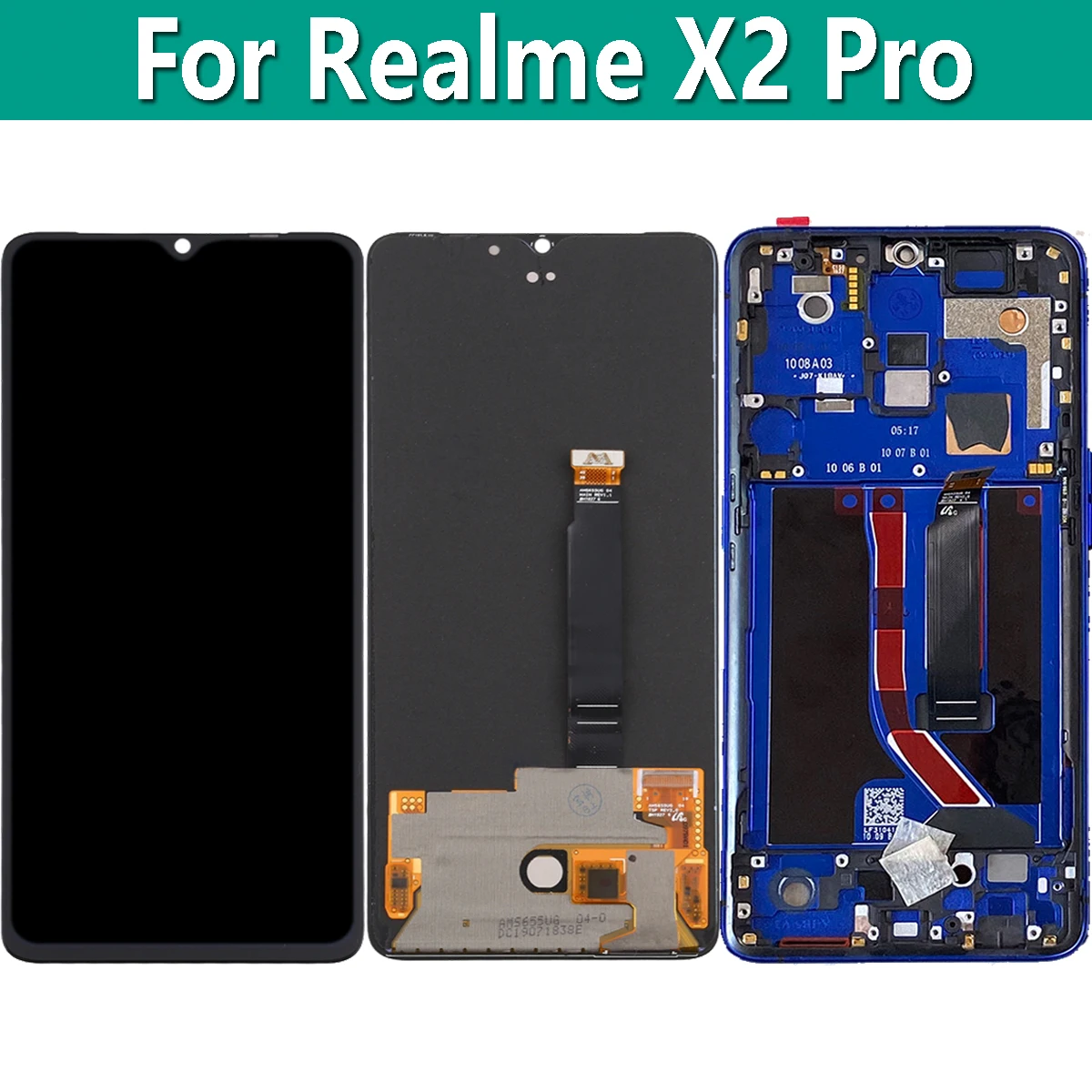 Pantalla AMOLED Original de 6,5 pulgadas para Realme X2 Pro RMX1931, montaje de pantalla LCD t&aacute;ctil, piezas de repuesto-0