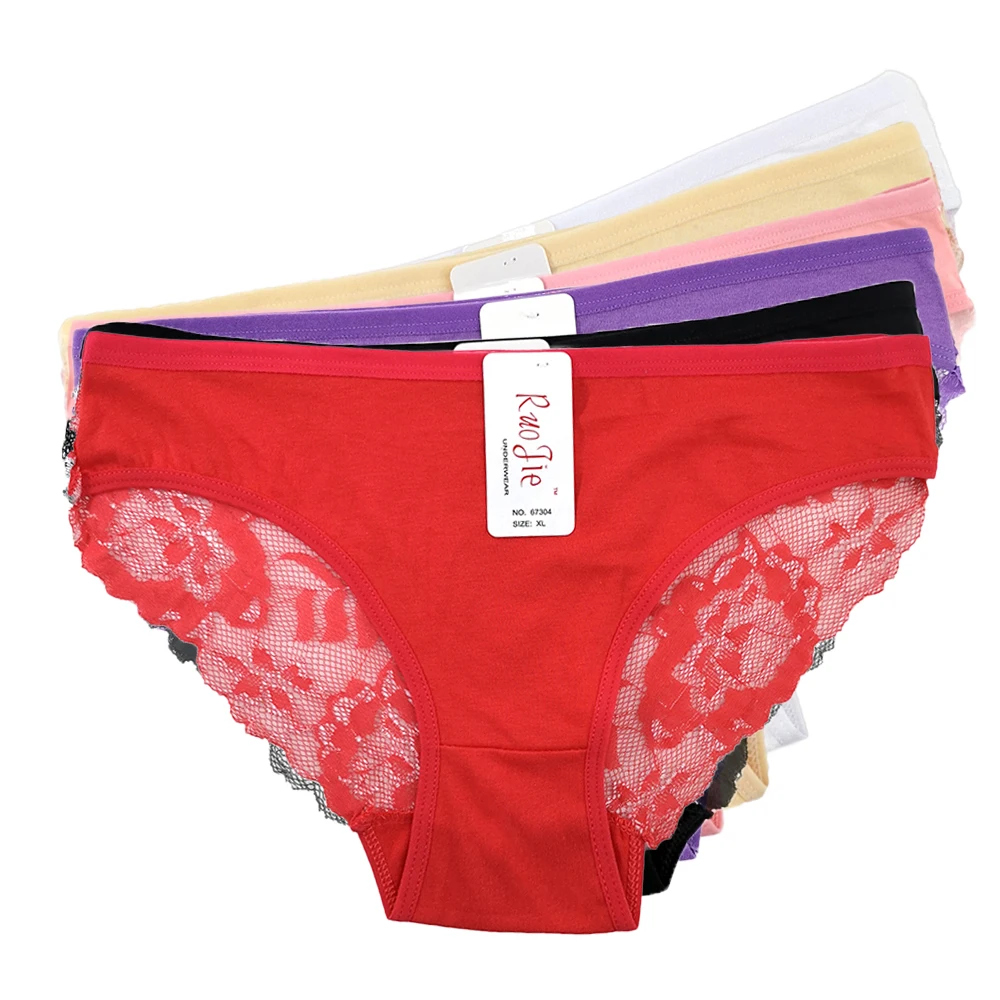 5pcs New Woman Panties Ladies Underwear Sexy Lace Plus Pantyhose Low Rise Cotton Briefs Intimates Hot Sale