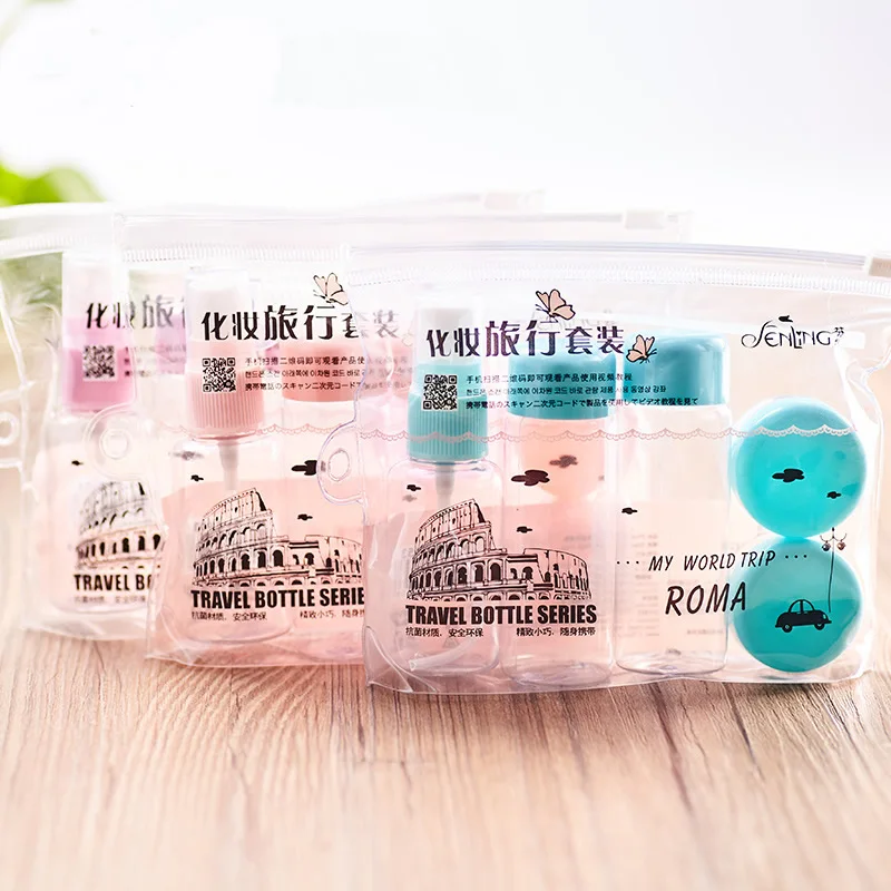 

7pcs/Set Mini Makeup Cosmetic Face Cream Pot Bottles Plastic Transparent Empty Make Up Container Bottle Travel Kit Accessories